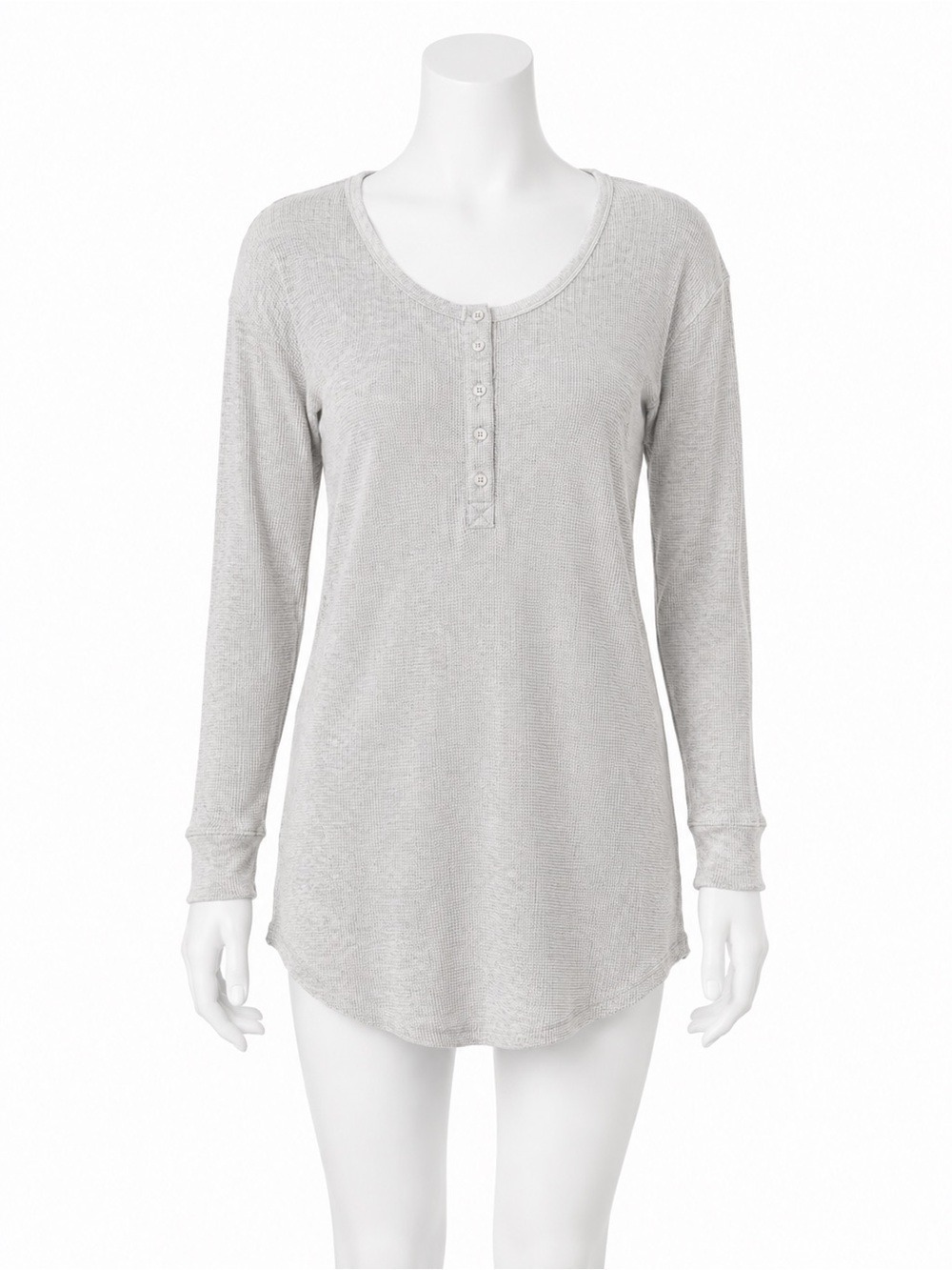 Aritzia TNA Los Santos Waffle Thermal Henley Long-Sleeve Dress – Size M